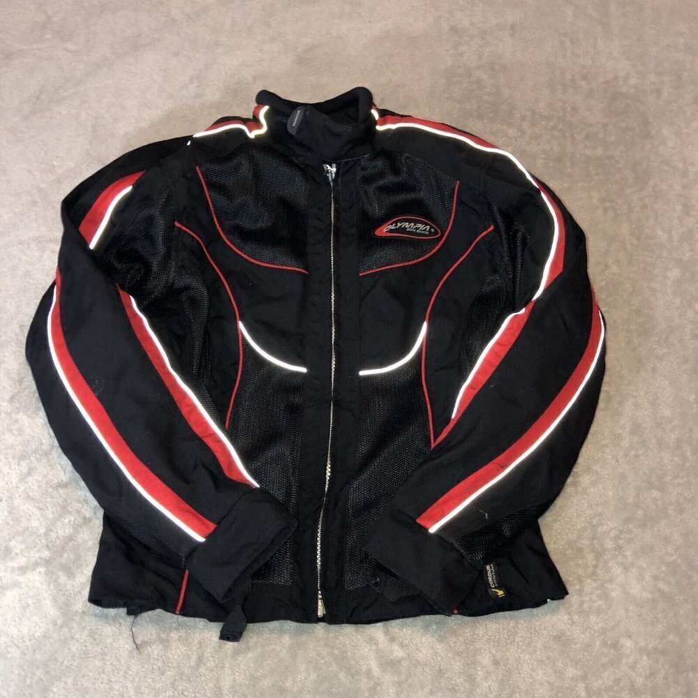 Olympia Moto Sports Womens Scotchlite Reflective Black Jacket Small — image 2 of 8
